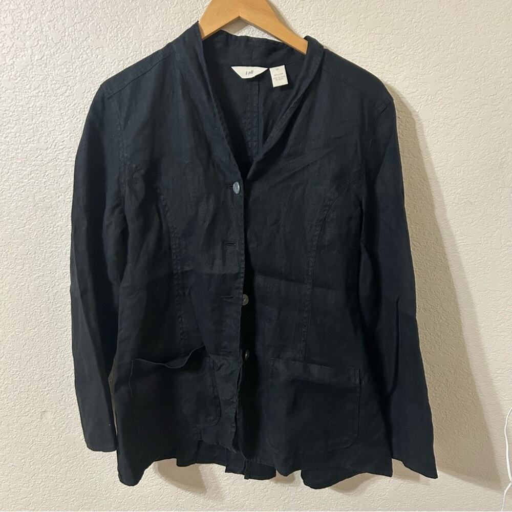 J. Jill Linen Shirt Blazer in Dark Gray - Size Medium